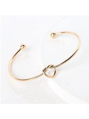 New! Lulus Gold Lets Go Tie The Knot Cuff Bracelet NWOT